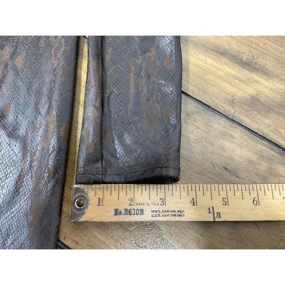 Spanx Leggings Womens Small Brown Faux Leather Snakeskin Print Casual Ladies - Picture 9 of 10